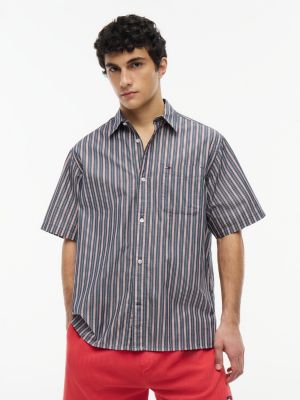 multi relaxed fit stripe short sleeve shirt for men tommy jeans