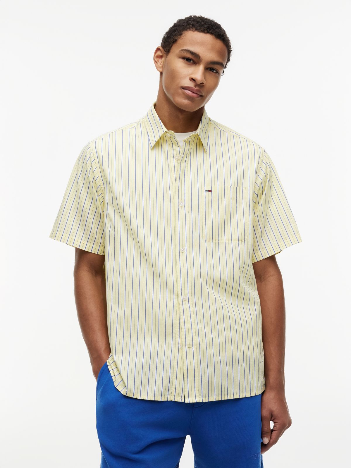Relaxed Fit Stripe Short Sleeve Shirt — Multi