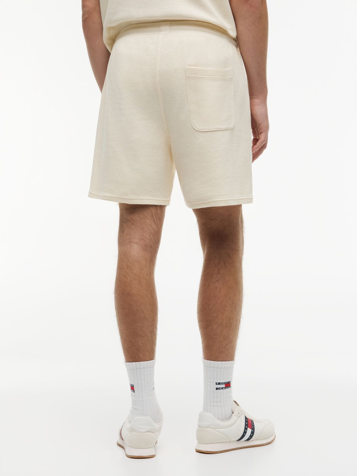Washed Waffle Knit Sweat Shorts — Beige