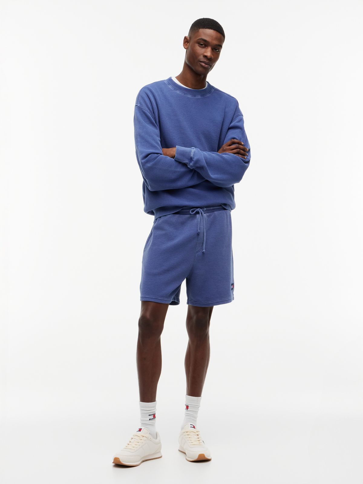 Washed Waffle Knit Sweat Shorts — Purple