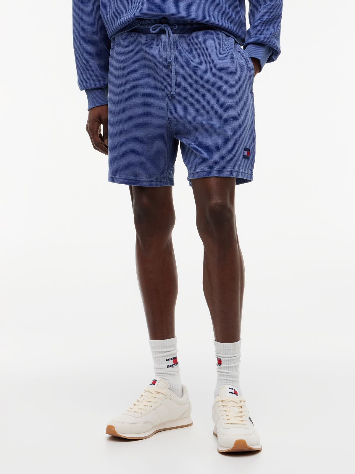 Washed Waffle Knit Sweat Shorts — Purple