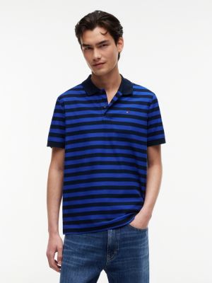 blue regular fit stripe jersey polo shirt for men tommy jeans