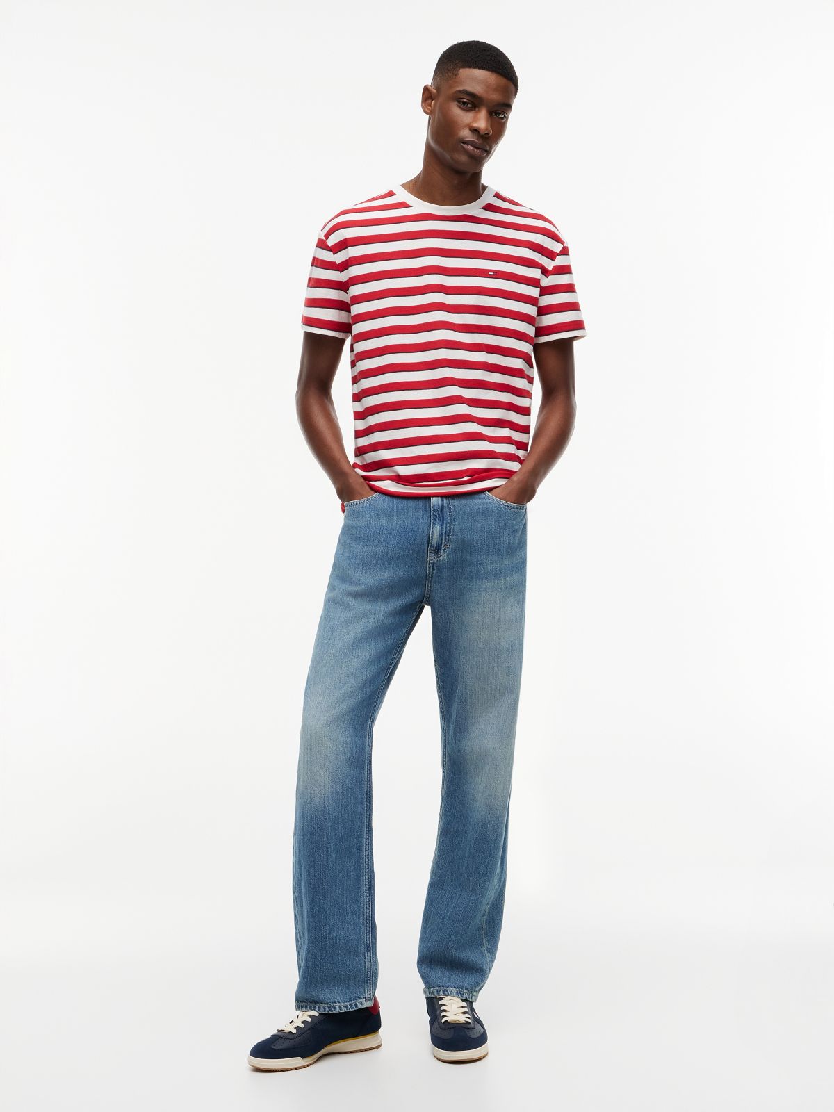 Tommy Flag Stripe Jersey T-Shirt — Multi