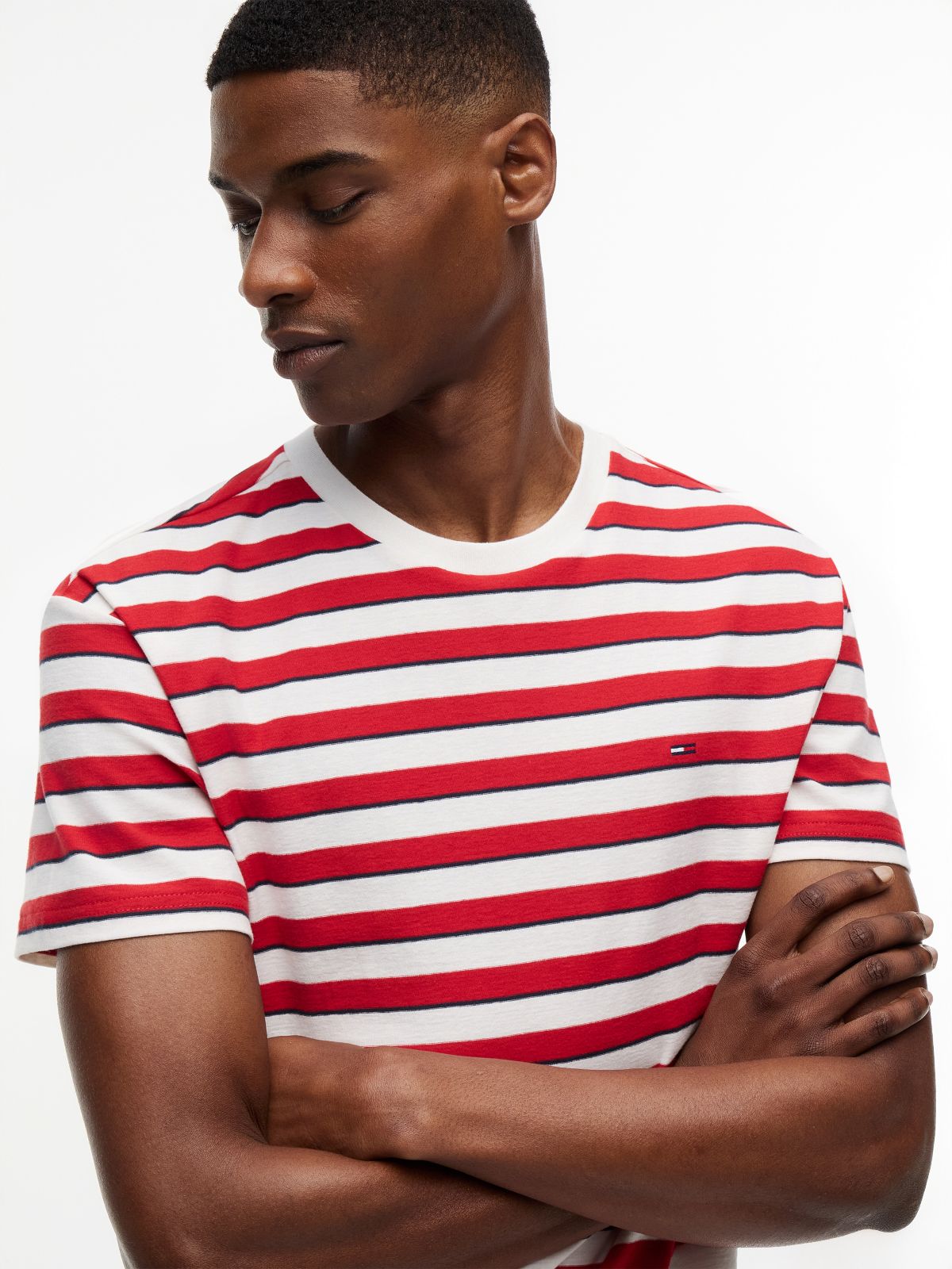 Tommy Flag Stripe Jersey T-Shirt — Multi