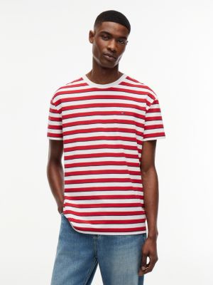 multi tommy flag stripe jersey t-shirt for men tommy jeans