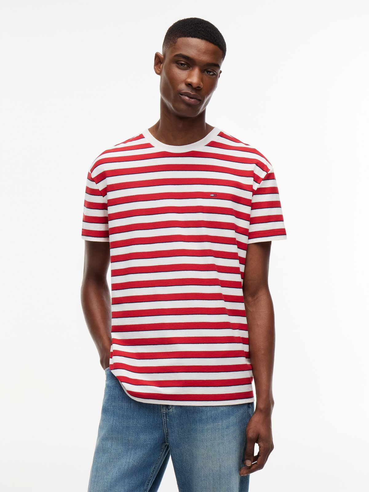 Tommy Flag Stripe Jersey T-Shirt — Multi