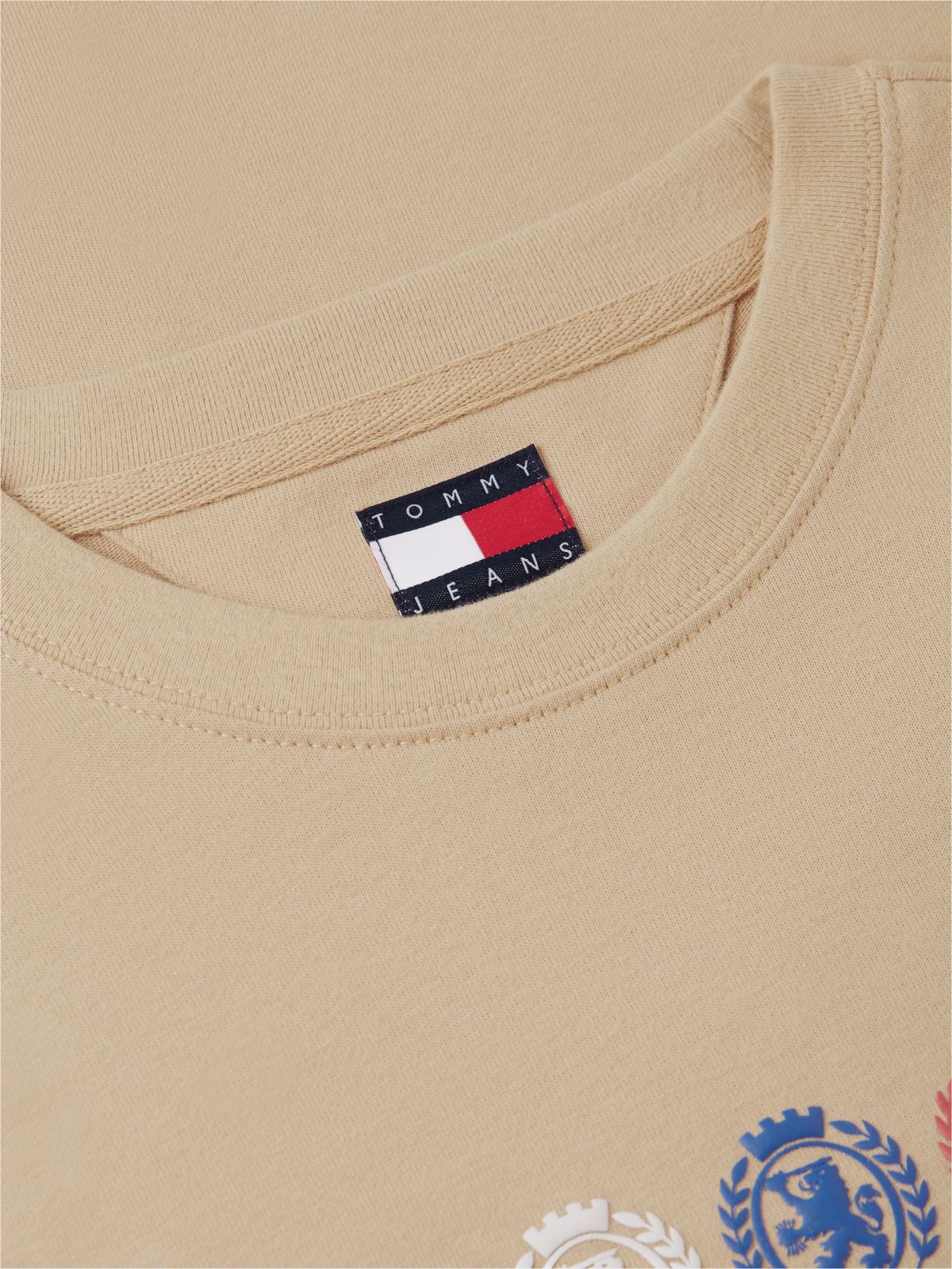 Back Repeat Crest Logo Relaxed T-Shirt — Beige