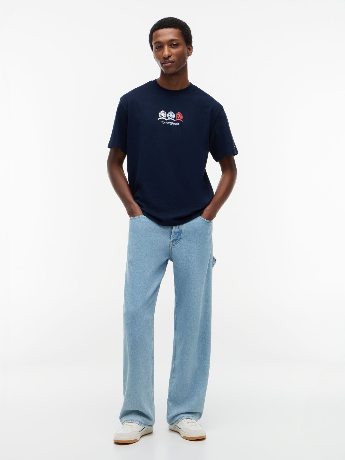 Back Repeat Crest Logo Relaxed T-Shirt — Blue