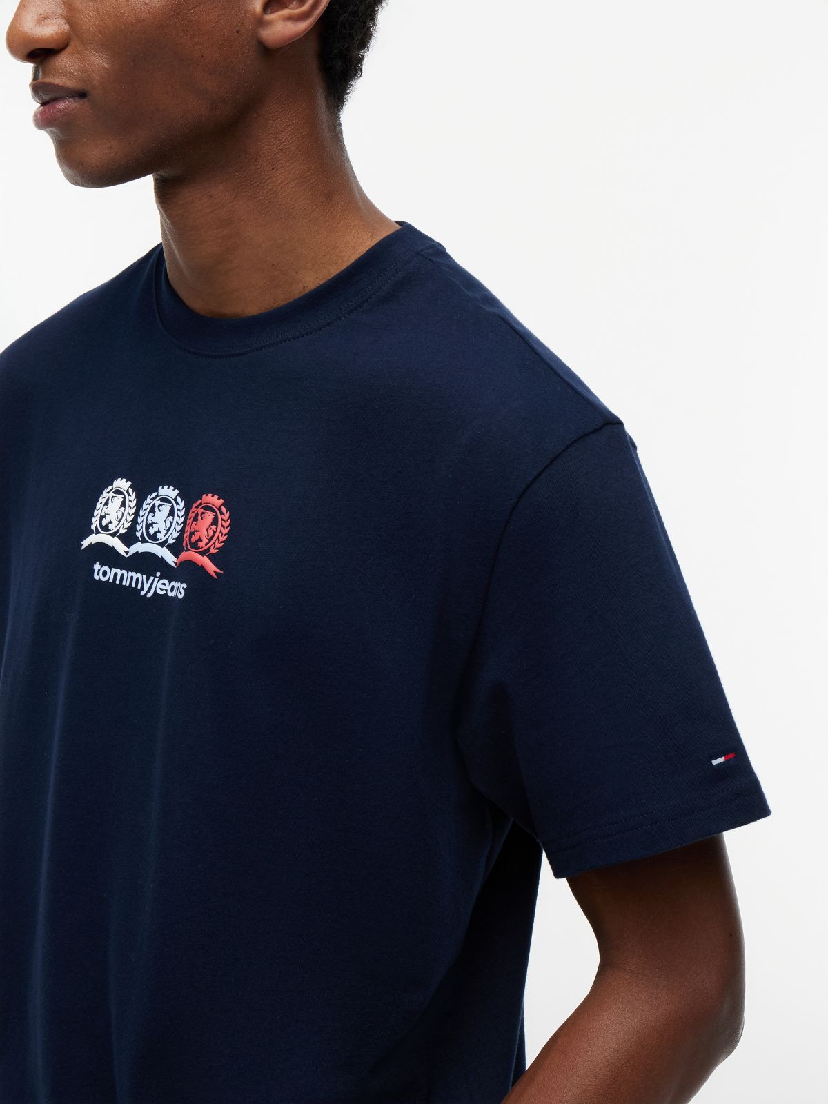 Back Repeat Crest Logo Relaxed T-Shirt — Blue