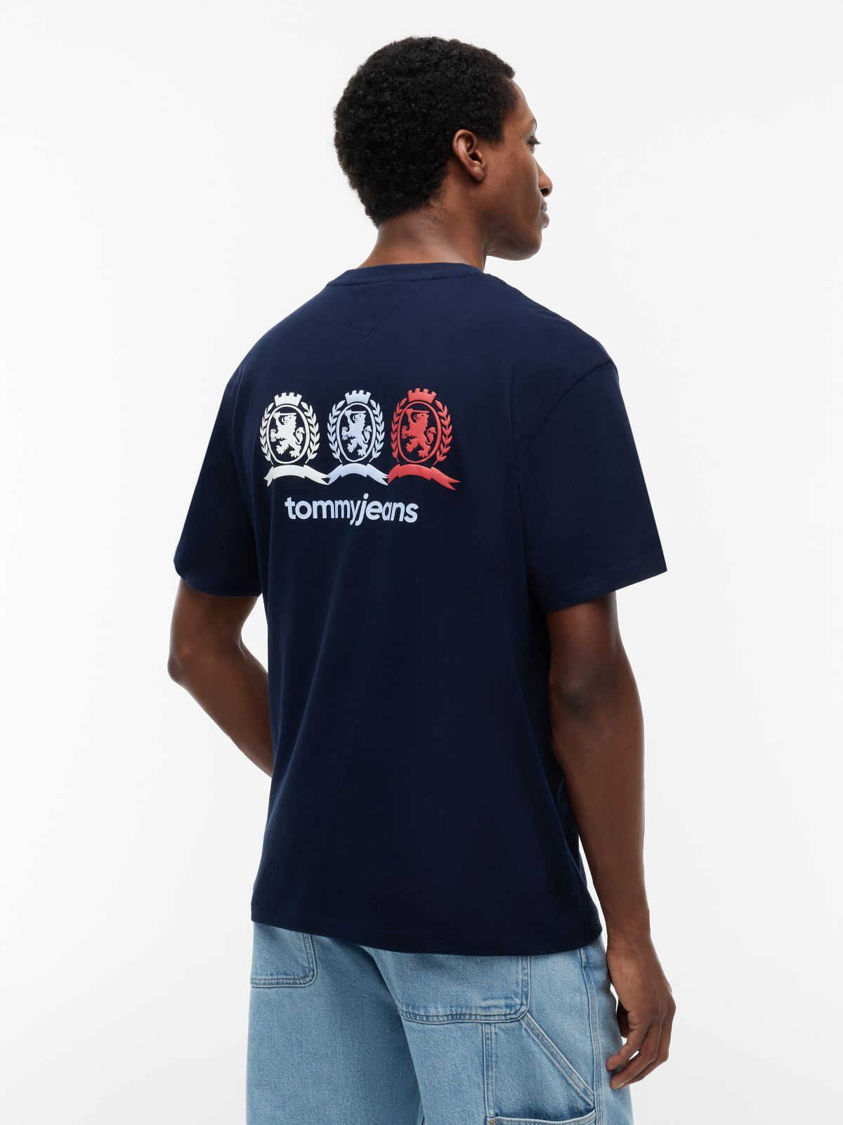 Back Repeat Crest Logo Relaxed T-Shirt — Blue