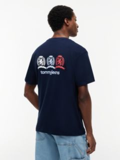 Back Repeat Crest Logo Relaxed T-Shirt — Blue 4