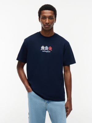 t-shirt relaxed fit con logo stemma sul retro blue da uomini tommy jeans