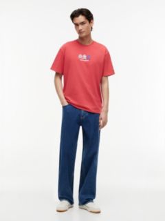 Back Repeat Crest Logo Relaxed T-Shirt — Red 2
