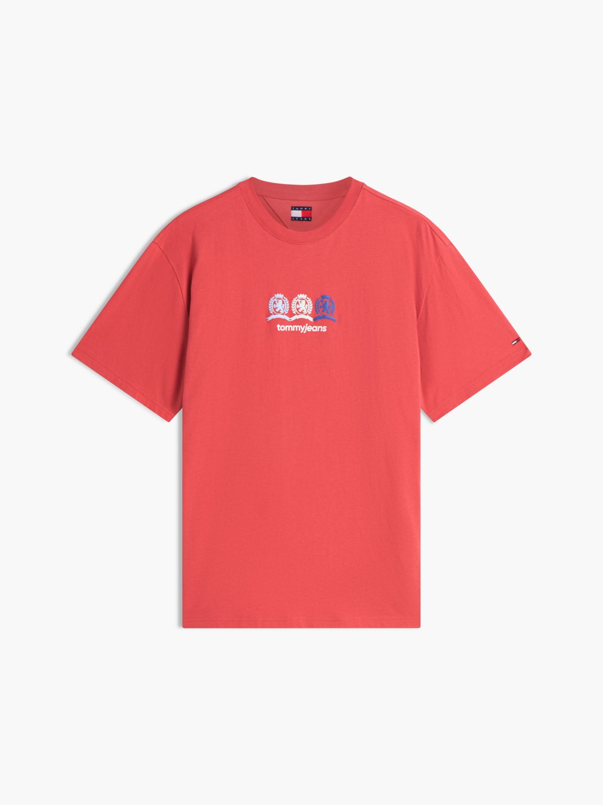 Back Repeat Crest Logo Relaxed T-Shirt — Red
