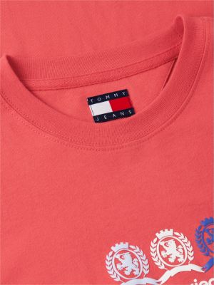t-shirt relaxed fit con logo stemma sul retro rosso da uomini tommy jeans