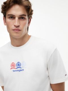 Back Repeat Crest Logo Relaxed T-Shirt — White 3