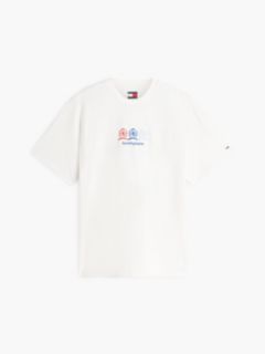 Back Repeat Crest Logo Relaxed T-Shirt — White 5
