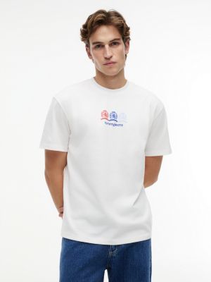 t-shirt relaxed fit con logo stemma sul retro white da uomini tommy jeans