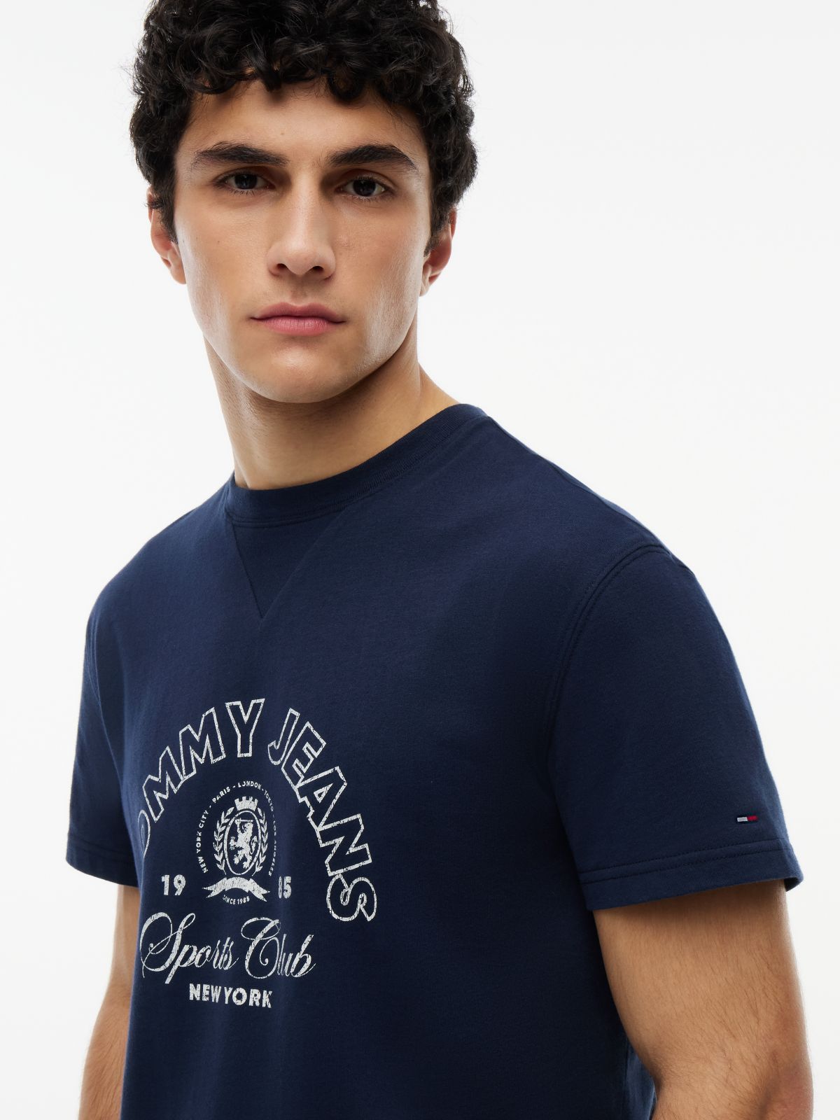 Crest Logo Peached Jersey T-Shirt — Blue