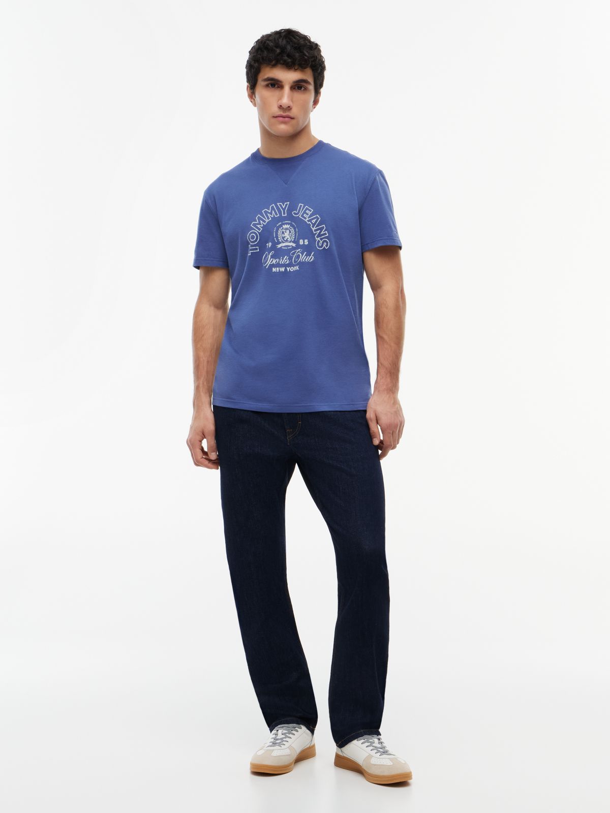 Crest Logo Peached Jersey T-Shirt — Blue