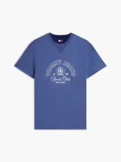 Crest Logo Peached Jersey T-Shirt — Blue 5
