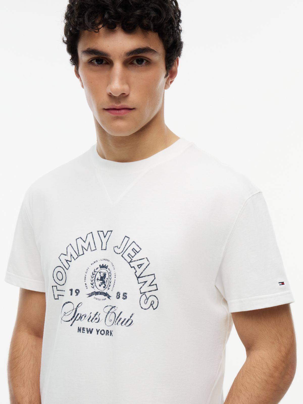 Crest Logo Peached Jersey T-Shirt — White