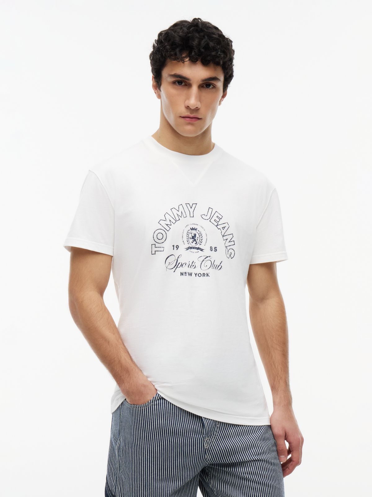 Crest Logo Peached Jersey T-Shirt — White