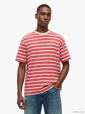 t-shirt relaxed fit in jersey a righe red da uomini tommy jeans