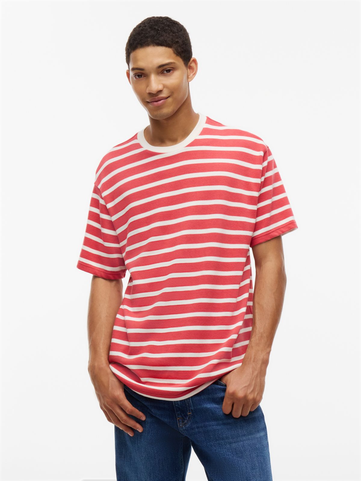 Logo Label Stripe Relaxed Jersey T-Shirt — Multi
