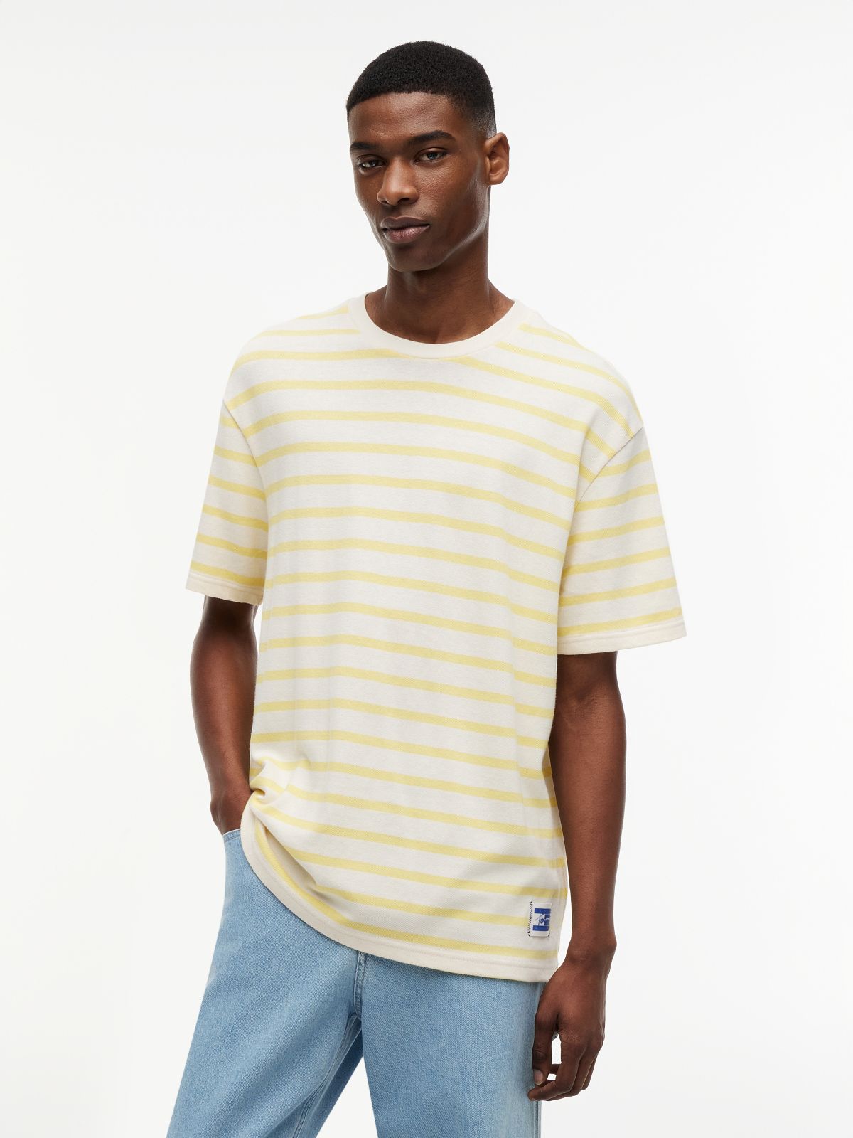 Logo Label Stripe Relaxed Jersey T-Shirt — Multi