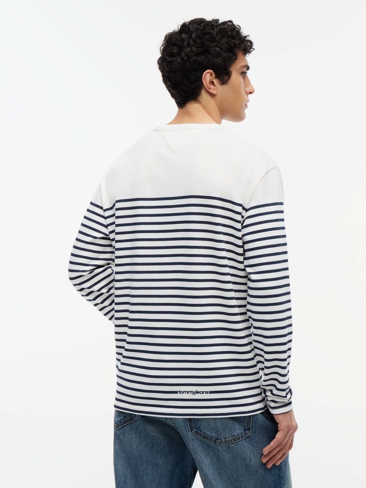Logo Stripe Jersey Long Sleeve T-Shirt — White