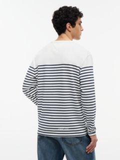 Logo Stripe Jersey Long Sleeve T-Shirt — White 4