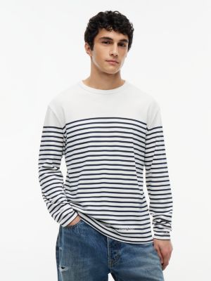 white logo stripe jersey long sleeve t-shirt for men tommy jeans