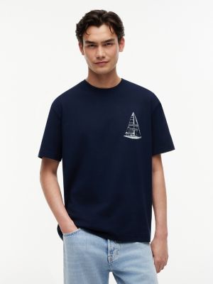 t-shirt relaxed fit con grafica sul retro blue da uomini tommy jeans