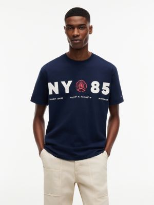 t-shirt relaxed fit in jersey con logo sul retro blue da uomini tommy jeans
