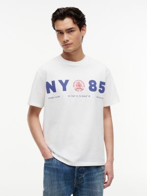 t-shirt relaxed fit in jersey con logo sul retro white da uomini tommy jeans