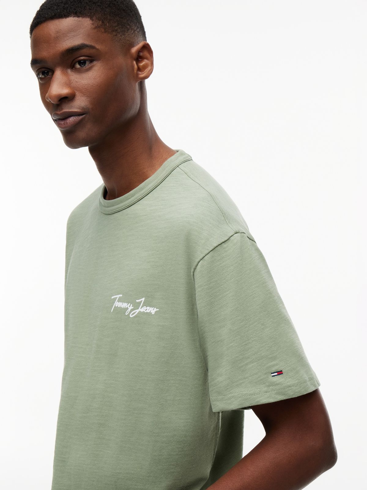 Back Graphic Textured Relaxed T-Shirt — Green