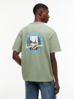 Back Graphic Textured Relaxed T-Shirt — Green 4
