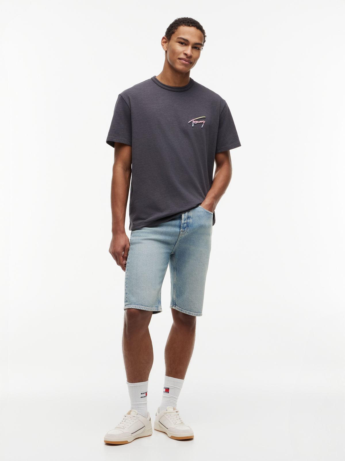 Back Graphic Textured Relaxed T-Shirt — Grey