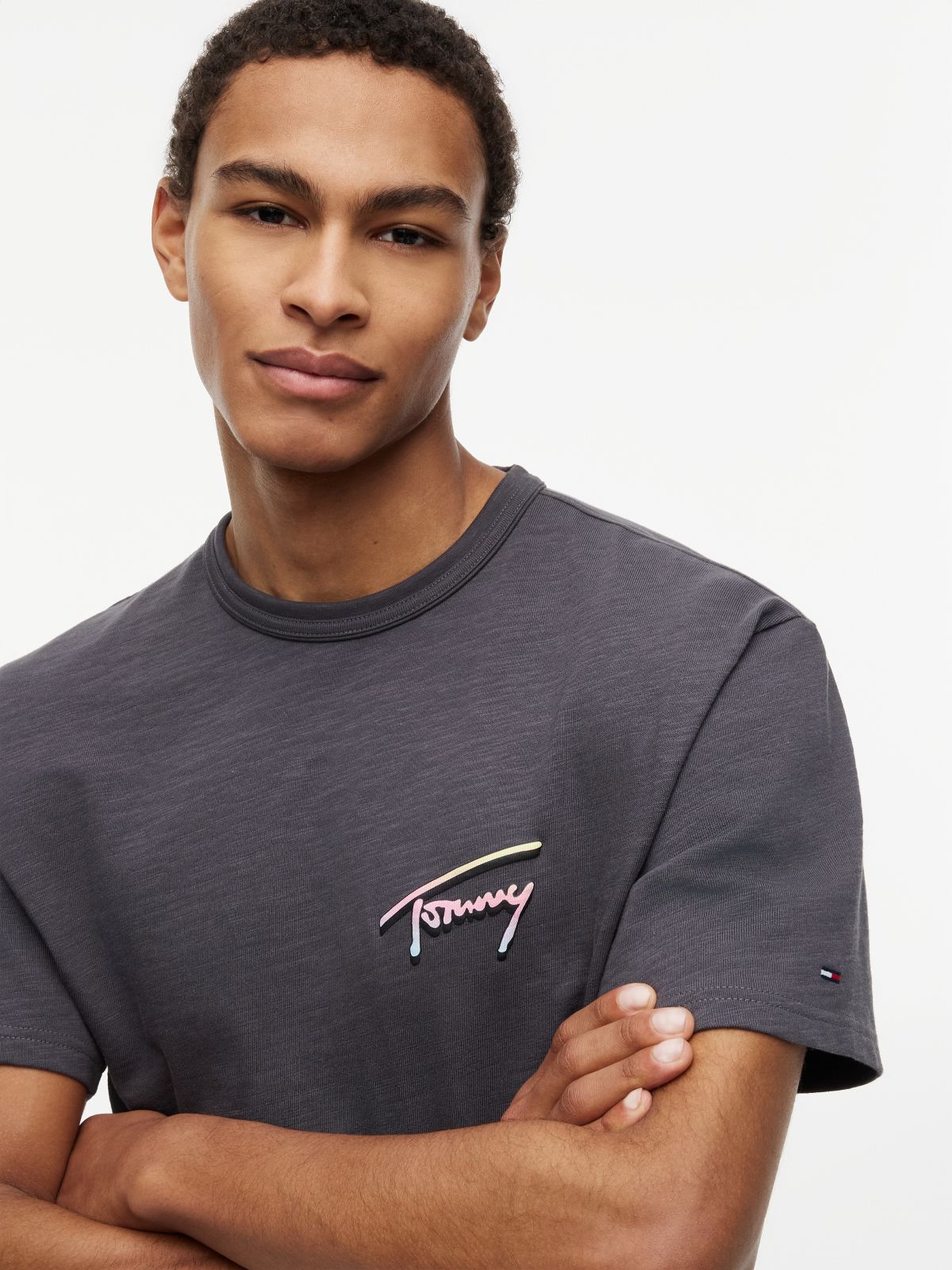 Back Graphic Textured Relaxed T-Shirt — Grey