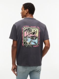 Back Graphic Textured Relaxed T-Shirt — Grey 4