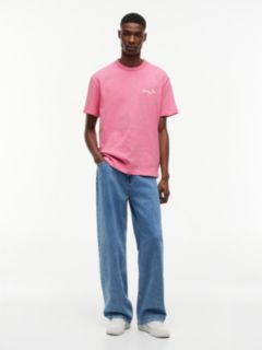 Back Graphic Textured Relaxed T-Shirt — Pink 2