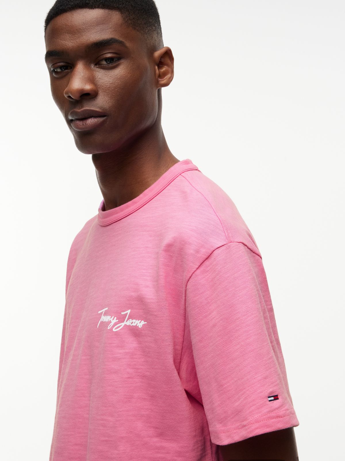 Back Graphic Textured Relaxed T-Shirt — Pink