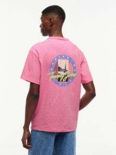 Back Graphic Textured Relaxed T-Shirt — Pink 4