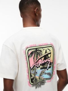 Back Graphic Textured Relaxed T-Shirt — White 3