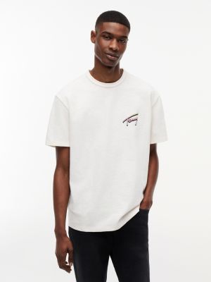 white back graphic textured relaxed t-shirt for men tommy jeans
