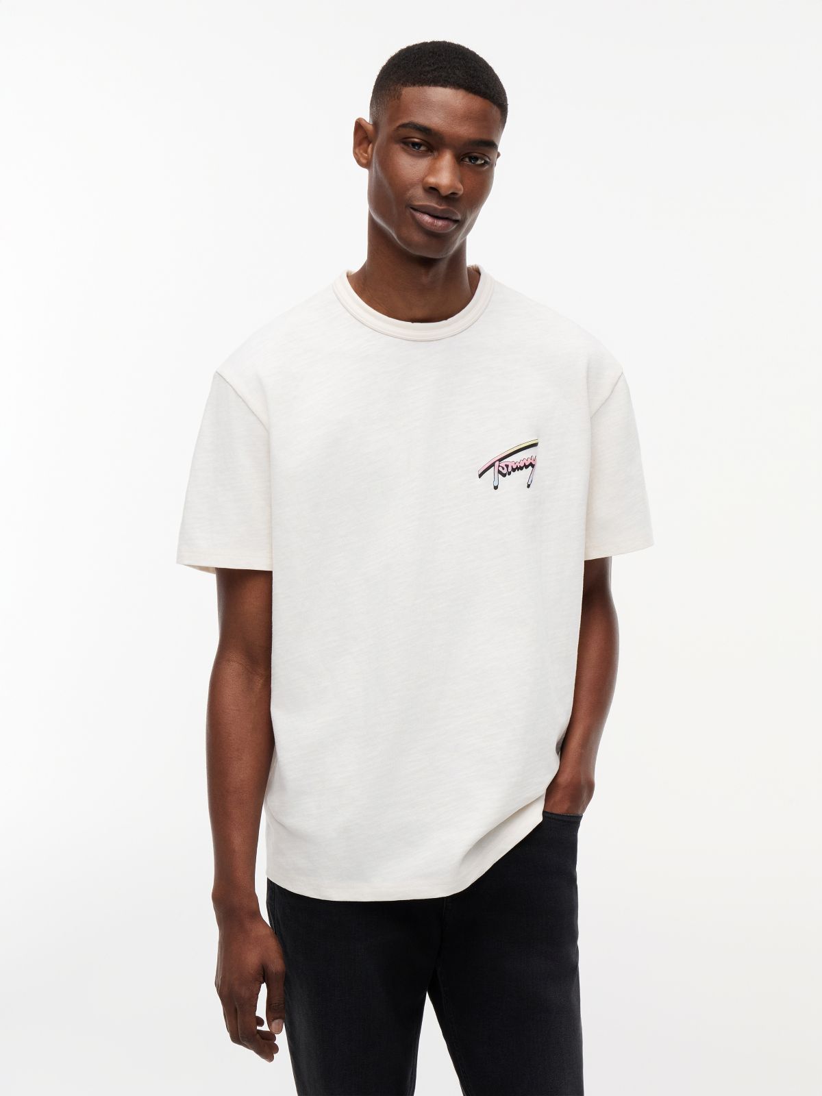 Back Graphic Textured Relaxed T-Shirt — White