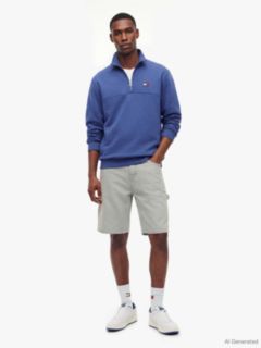 Tommy Badge Quarter-Zip Sweatshirt — Blue 2