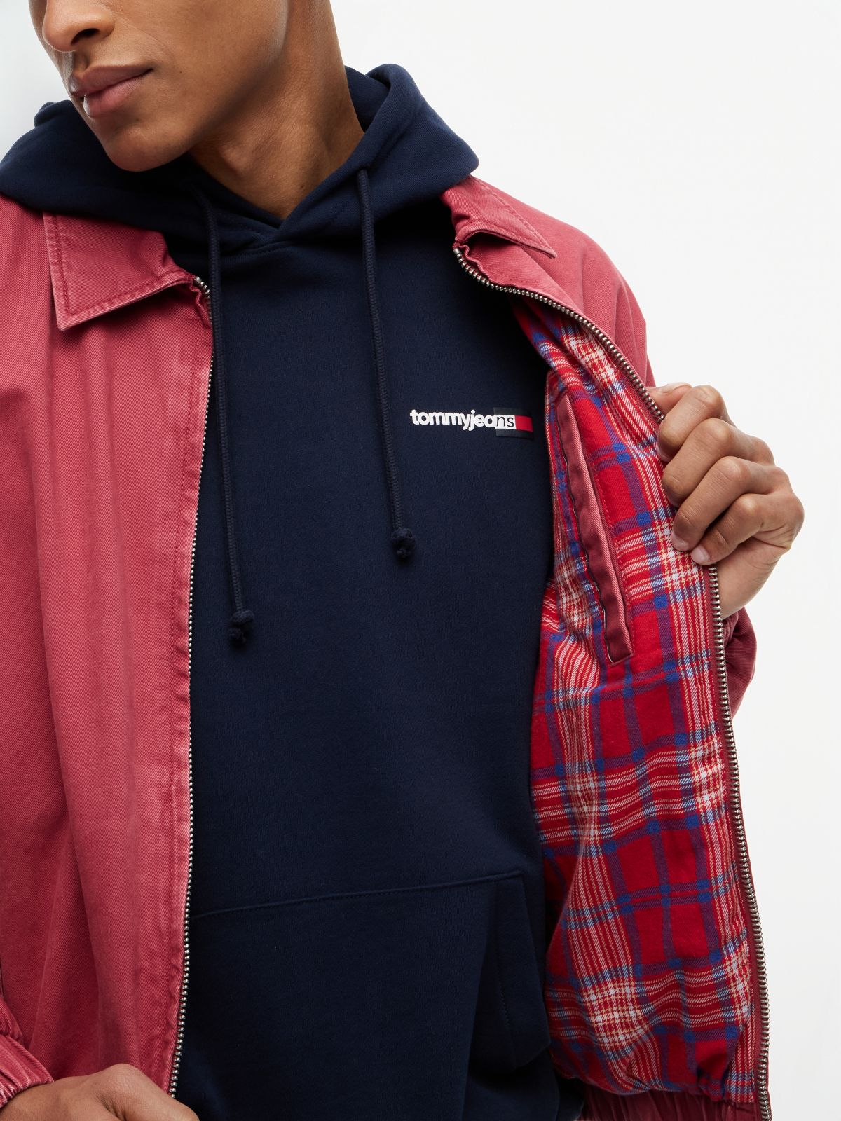 Washed Relaxed Harrington Jacket — Red
