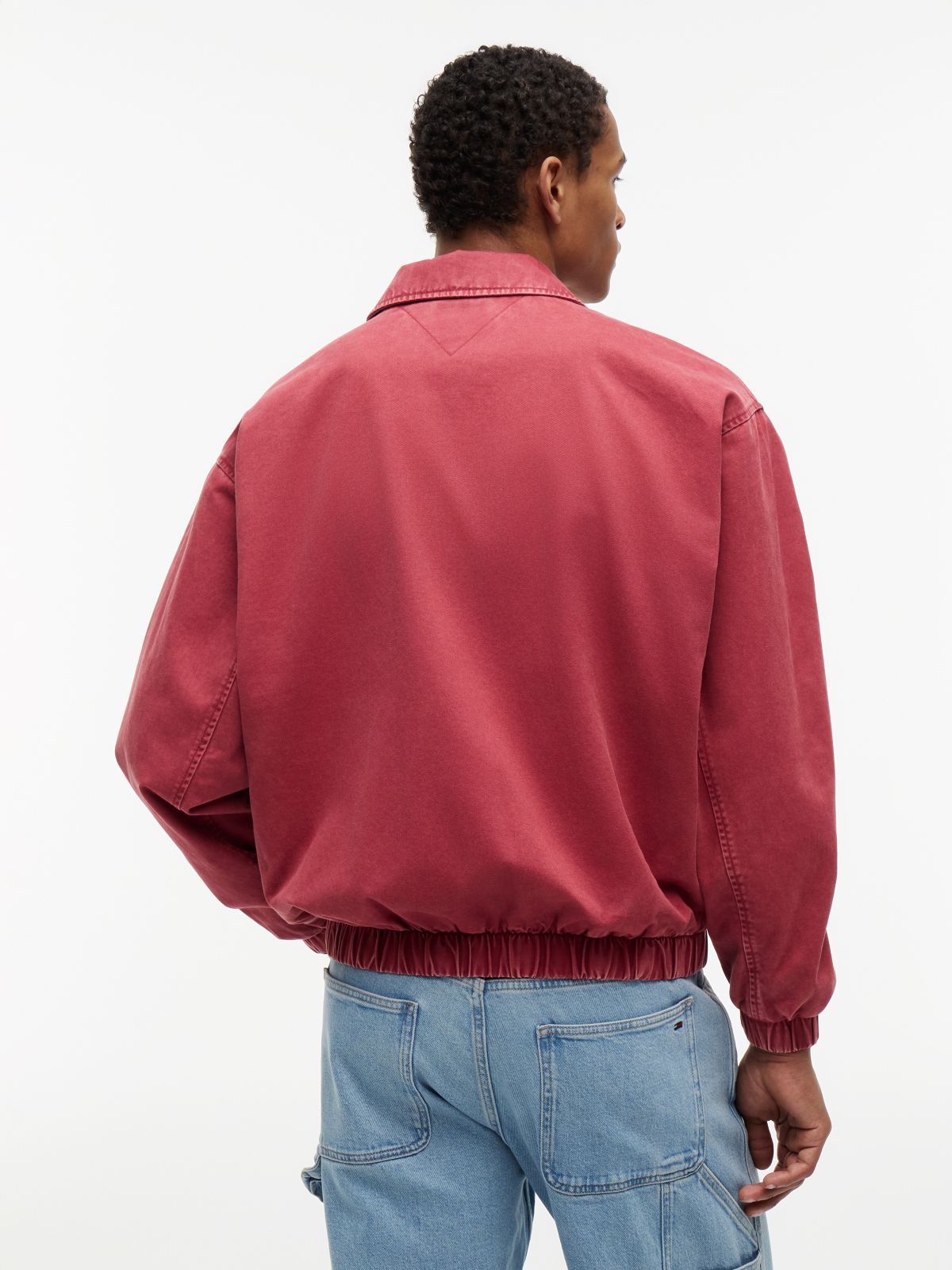 Washed Relaxed Harrington Jacket — Red